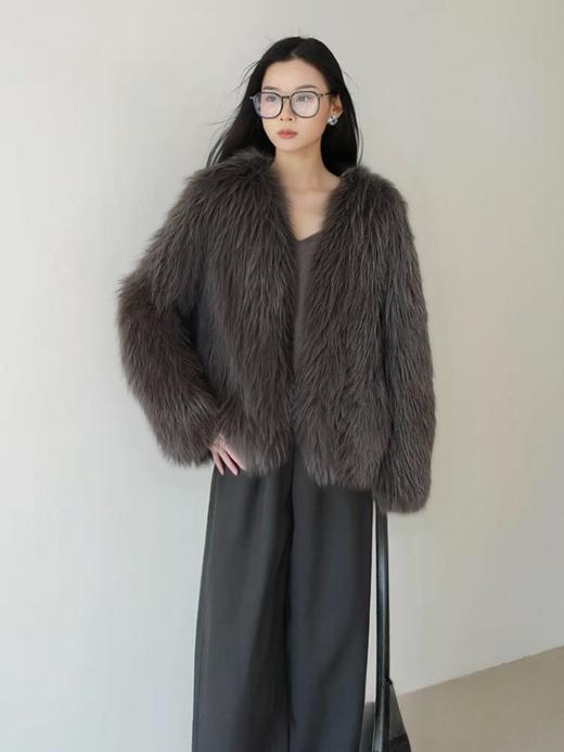 【环保皮草】P02简约长毛皮毛一体秋冬大衣外套-喜出 商品图1