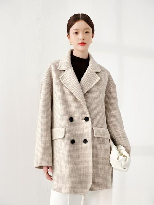 【双面尼】D092 （羊毛）格子款羊毛双面尼大衣-喜出 商品图1