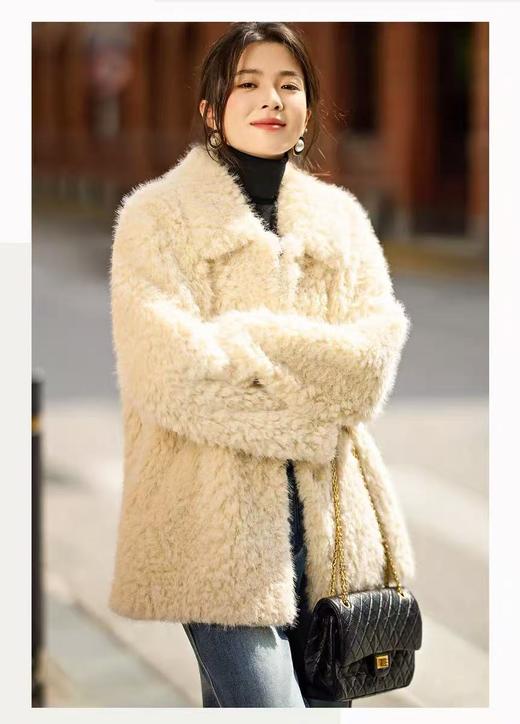 【环保皮草】P01翻领皮毛一体秋冬大衣外套-喜出 商品图2