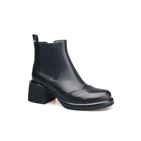 豪麟名鞋迪嘉女鞋短靴牛皮革DJQYA52WN016黑色