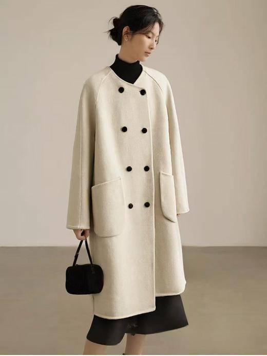 【轻奢双面尼】2514（绵羊毛➕山羊绒）气质款双排扣简约双面尼大衣-喜出 商品图0