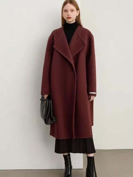 披肩可拆卸【轻奢双面尼】2526（100%绵羊毛）超显白配色～安哥拉红披肩款双面尼外套大衣-喜出 商品图2