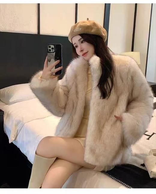 【环保皮草】P10立领染尖皮毛一体秋冬大衣外套-喜出 商品图1