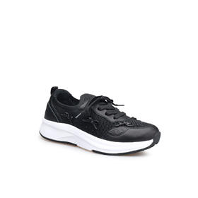 豪麟名鞋奥莱迪嘉女鞋时尚休闲鞋织物+牛皮革DJSKA52WX054黑色  原价1660元