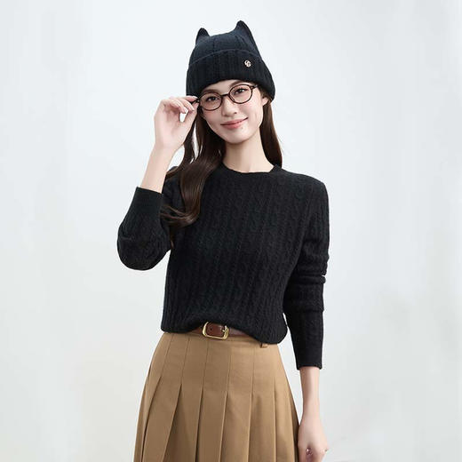 VogoPetite绞花针织衫100%山羊绒BP141F1106 商品图3