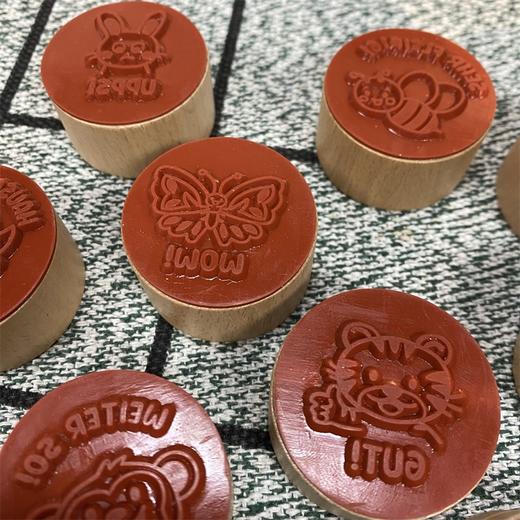 【9个装】动物卡通DIY木质圆形印章动物卡通 九种图案 商品图4