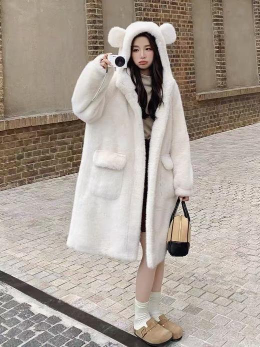 【冬季系列】环保水貂（连帽款）可爱减龄加厚款小熊耳朵保暖外套大衣-喜出 商品图4