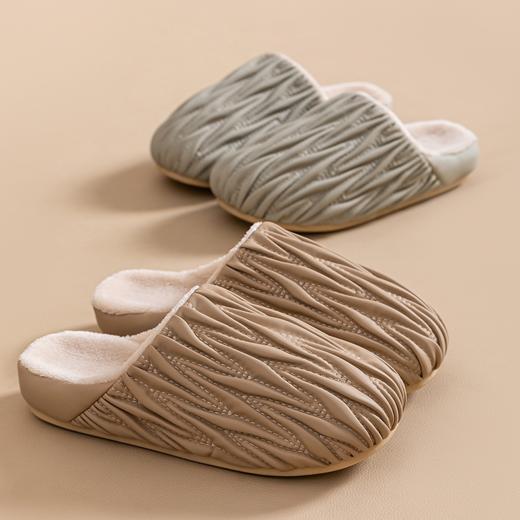 复制版不上架【多样屋专柜】多样屋PU防水防滑加绒保暖拖秋冬拖鞋白（建议拍大一码） 商品图3