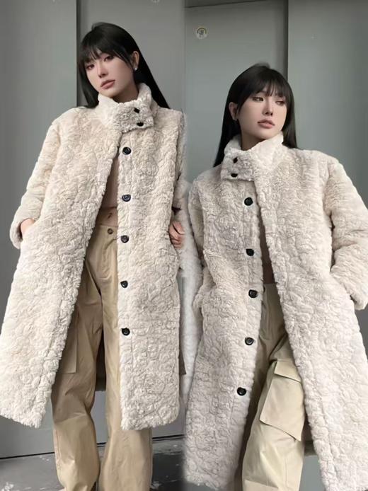 2026【环保皮草】P112韩系长款氛围感皮毛一体秋冬大衣外套-喜出 商品图2