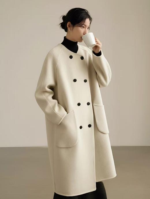 【轻奢双面尼】2514（绵羊毛➕山羊绒）气质款双排扣简约双面尼大衣-喜出 商品图2