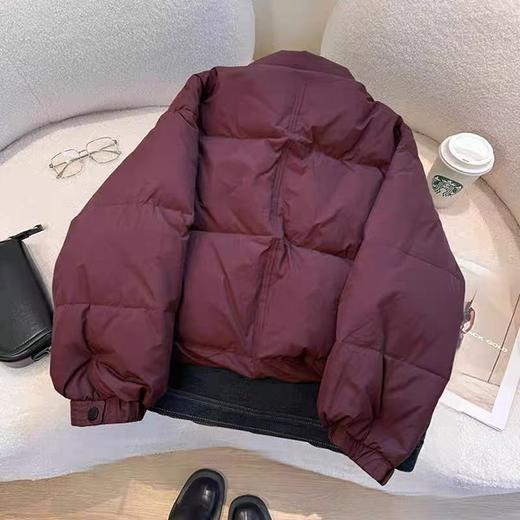 假两件【羽绒服】90%白鸭绒拼牛仔假两件短款宽松羽绒服-喜出 商品图1