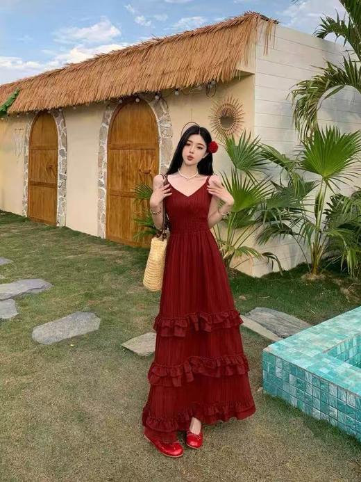 11.11最后促，不参与退货清仓处理！卡芙蒂妮0002夏日度假风吊带长裙连衣裙-喜出 商品图2