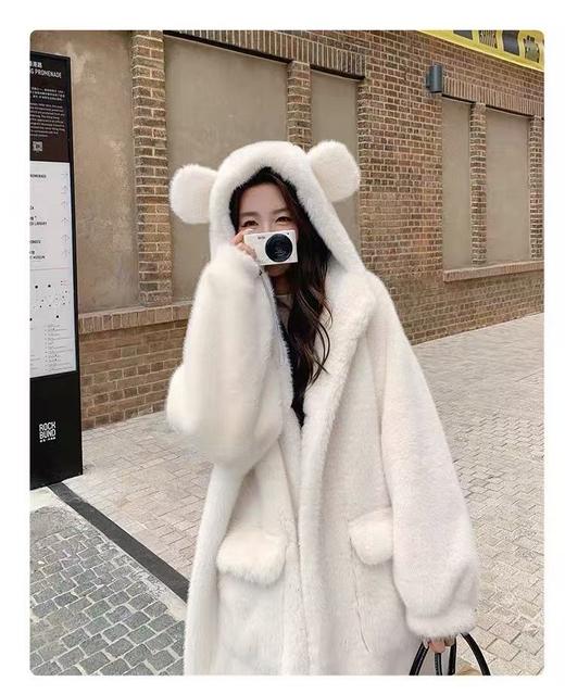 【冬季系列】环保水貂（连帽款）可爱减龄加厚款小熊耳朵保暖外套大衣-喜出 商品图2