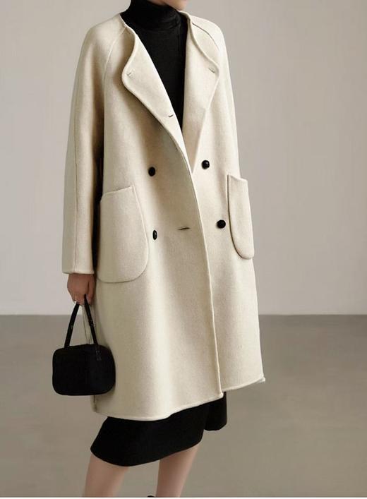 【轻奢双面尼】2514（绵羊毛➕山羊绒）气质款双排扣简约双面尼大衣-喜出 商品图1