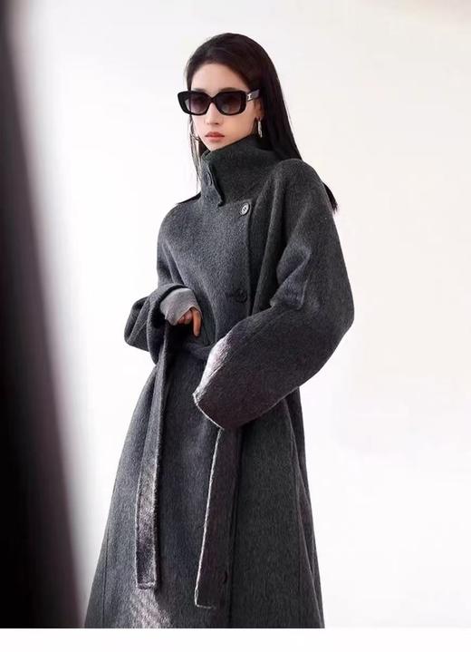 【轻奢双面尼】2515（绵羊毛➕莱赛尔）高级感立领气质双面尼大衣长款外套-喜出 商品图1