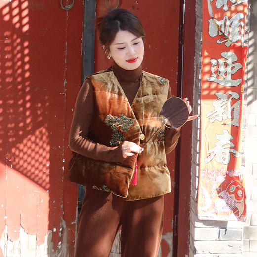 【不退不换】【预售7天】良木礼国风鹅绒马甲（D25102709） 商品图0