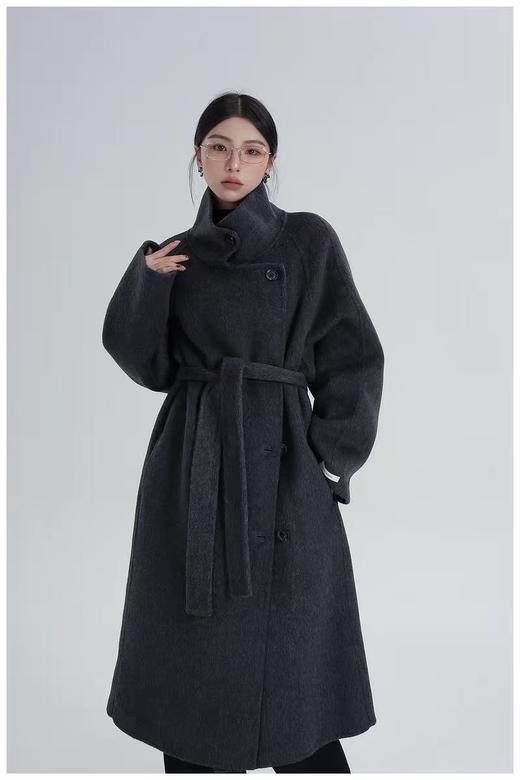 【轻奢双面尼】2515（绵羊毛➕莱赛尔）高级感立领气质双面尼大衣长款外套-喜出 商品图5