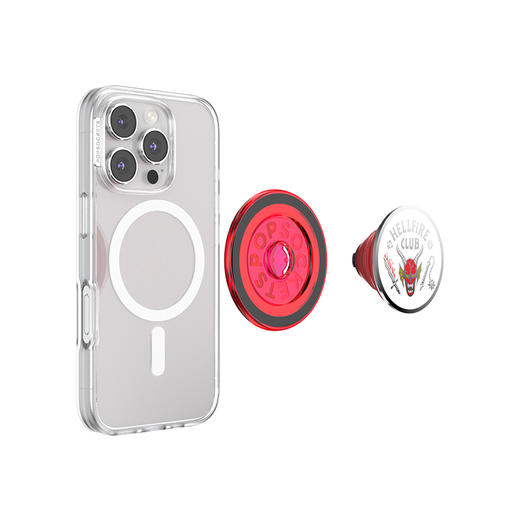 【异世界回信】地狱火俱乐部·MagSafe圆啪嗒 泡泡骚 × 怪奇物语联名系列 MAGSAFE磁吸手机气囊支架 Round圆啪嗒系列 珐琅 黑红 商品图3