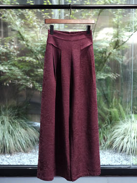 盛唐婧 | 丝毛罗马纹阔腿裤-紫红