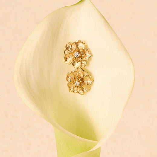 北京仓｜Agapee-Zinnia-金色 缎面 耳钉［法国设计师］ 商品图2