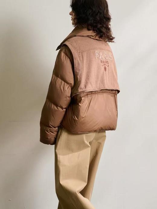 最后加一波库存！！绒子含量90%【羽绒服】品牌特卖 泡芙蓬松6161 25新款复古短款冬拼接白鸭绒保暖爆款羽绒服-喜出 商品图4