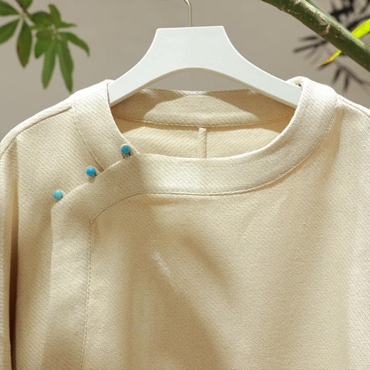 【抖音专属】新中式衬衫（23810543-黄润） 商品图1