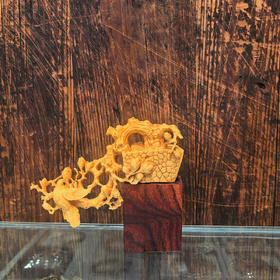 精雕小号喜上眉梢黄杨木摆件