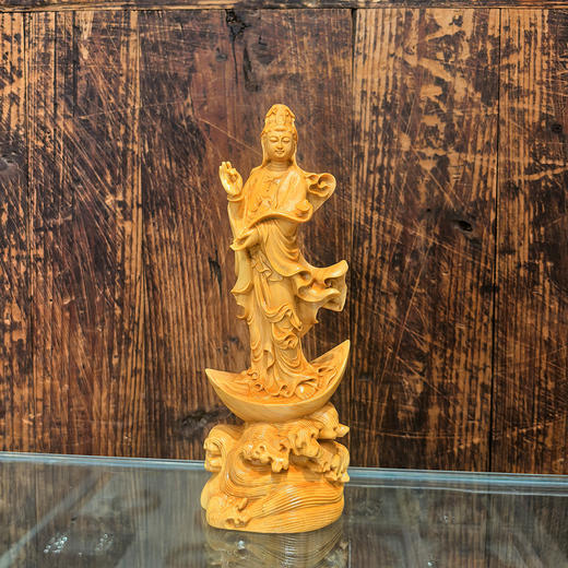 新款水月观音摆件黄杨木摆件 商品图0