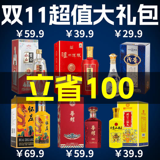 【11.11大礼包】泸州红运开怀+汾杏清香雅颂+五粮液尊耀+永丰小黄龙+叙府窖龄+怀庄东方龙韵 商品图0