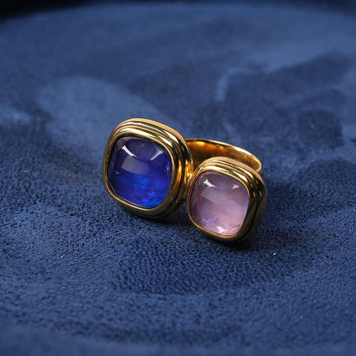 北京仓｜Goossens Paris-DOUBLE RENAISSANCE-宝蓝色 粉色 岩石水晶 戒指［法国设计师］ 商品图4