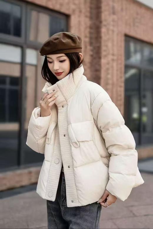 绒子含量90%【羽绒服】蓬松有型！！韩版宽松廓形显瘦灯芯绒拼接高领保暖羽绒服-喜出 商品图2