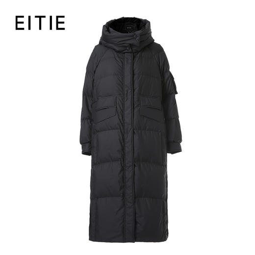 EITIE爱特爱暗扣厚实高领兜帽鹅绒填充长款轻盈羽绒外套8411113 商品图6