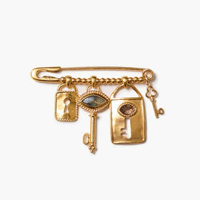 订购6周到｜Chan Luu-Padlock-挂锁 拉长石 胸针［美国设计师］