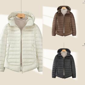 Martine Wester 女超高密度轻量面料薄款连帽鹅绒服 11385315