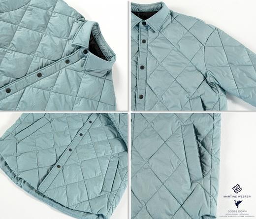 Martine Wester 女密可柔轻量面料菱形格衬衣领薄款鹅绒服  11383602 商品图4