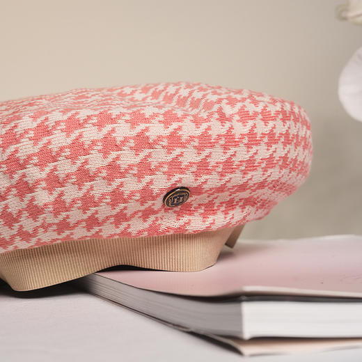 北京仓｜LAULHERE-Glaieul-玫瑰粉 千鸟格 贝雷帽［法国设计师］ 商品图10