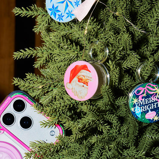 【闪闪的季节】圣诞老人·粉 POPGRIP泡泡骚手机粘贴式气囊支架 Graphic平面系列 粉色 商品图1