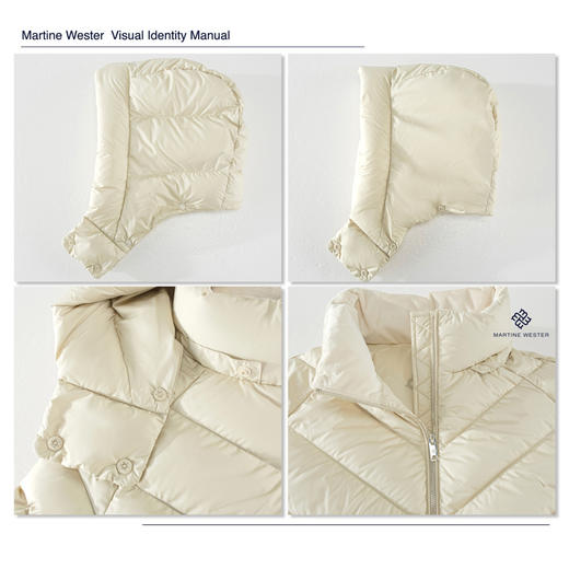 MARTINE WESTER 女大V形切线茧型可脱卸帽中长款鹅绒服 1138 5383 商品图5