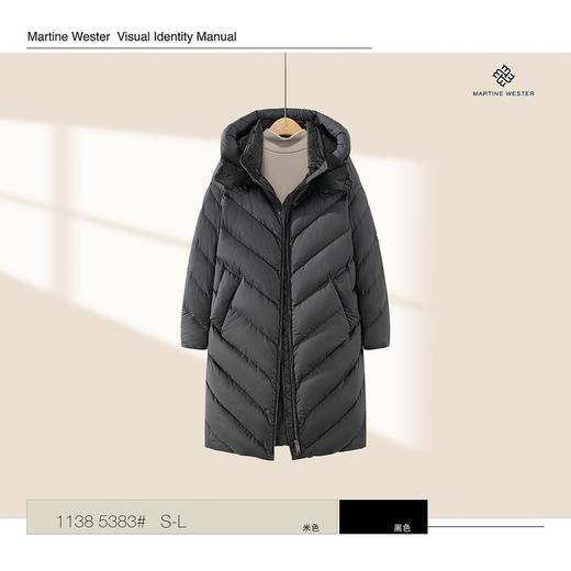 MARTINE WESTER 女大V形切线茧型可脱卸帽中长款鹅绒服 1138 5383 商品图2