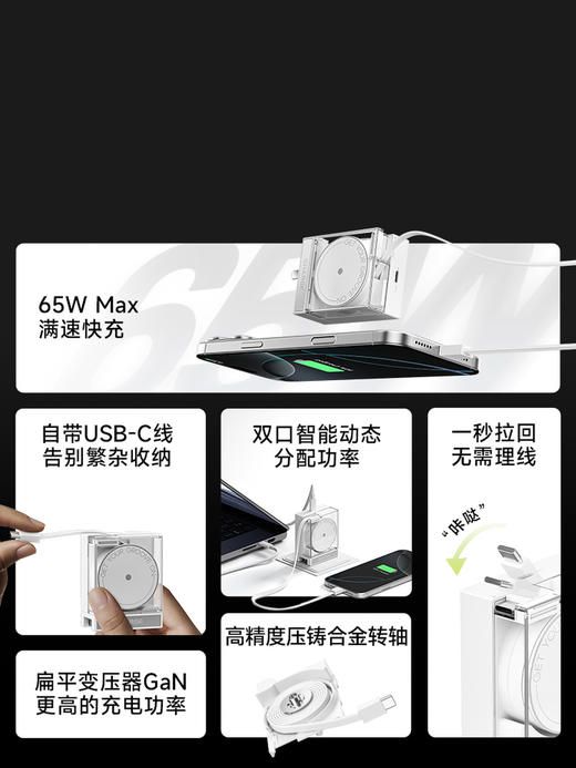 SHARGE/闪极 65W唱片充电头 适用于苹果17小米华为手机平板可带上飞机高铁 商品图1