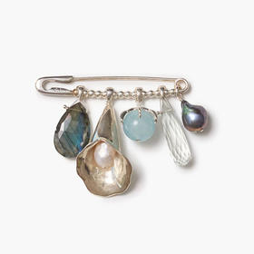 订购6周到｜Chan Luu-Calla Lily-马蹄莲 海蓝宝石 胸针［美国设计师］