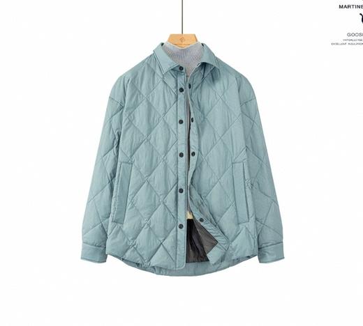 Martine Wester 女密可柔轻量面料菱形格衬衣领薄款鹅绒服  11383602 商品图1