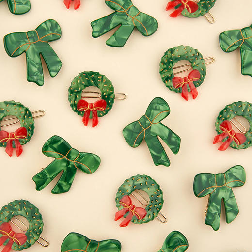 北京仓｜Coucou Suzette-Christmas Wreath-蝴蝶结冬青枝 发夹［法国设计师］ 商品图5