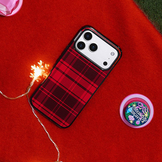 【闪闪的季节】深红格纹 POPCASE手机壳 MagSafe Popcase磁吸款 黑红 iPhone17/16/15/14/13 商品图1