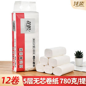 【分仓直发包邮】浅柔12卷白色卫生纸卷纸无芯卷筒纸5层加厚ZJ1010