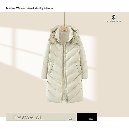 MARTINE WESTER 女大V形切线茧型可脱卸帽中长款鹅绒服 1138 5383 商品图1