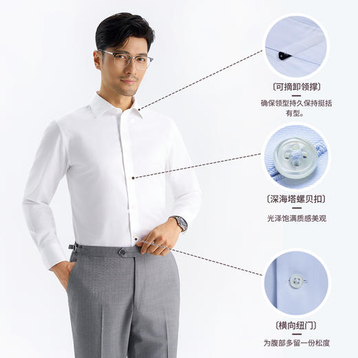 【总裁五号】140纯棉DP抗皱高端长袖衬衫S111 商品图3