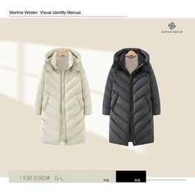 MARTINE WESTER 女大V形切线茧型可脱卸帽中长款鹅绒服 1138 5383