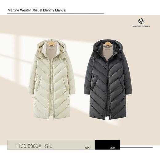 MARTINE WESTER 女大V形切线茧型可脱卸帽中长款鹅绒服 1138 5383 商品图0