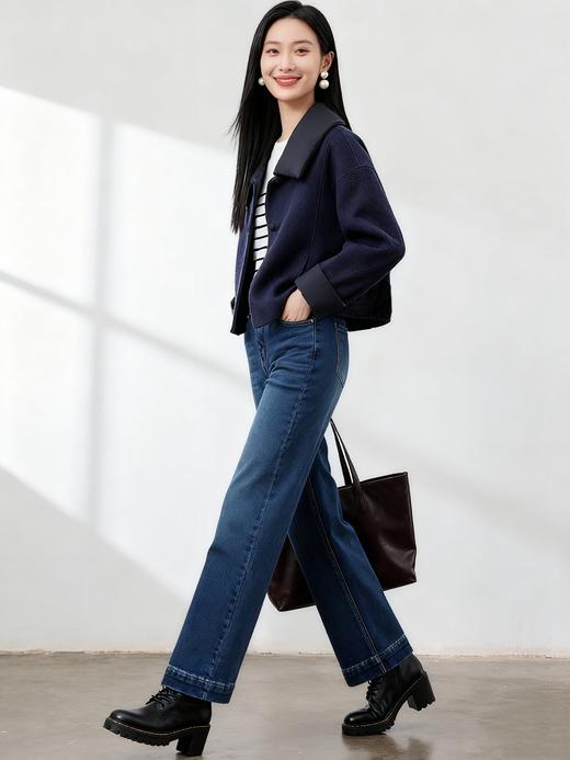 L1臣禾	【小太阳蓝牛仔】加绒直筒裤保暖舒适休闲裤	JZ254060158 商品图5